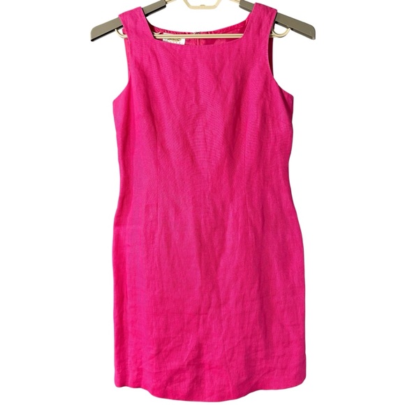 Talbots Pink Sheath Dress Fresh 100 Percent Linen Wedding Guest Size 8P Petite - Picture 1 of 10